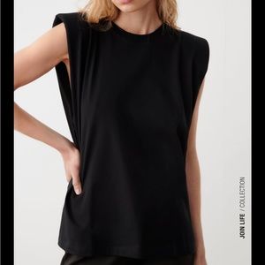 Black Shoulder Pad Tank